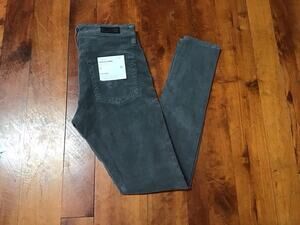 AG Adriano Goldschmied Gray Corduroy Pant Sz 26 Farah Skinny High-Rise(NWT $215)